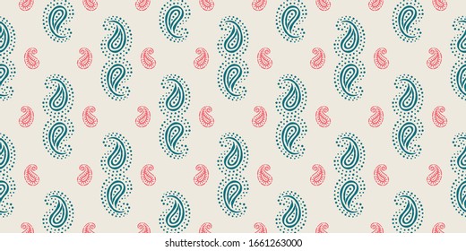 Seamless pattern based on traditional Asian elements Paisley. Boho vintage style vector background. Best motive for print on fabric or papper.