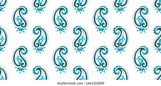 Seamless pattern based on traditional Asian elements Paisley. Boho vintage style vector background. Best motive for print on fabric or papper.