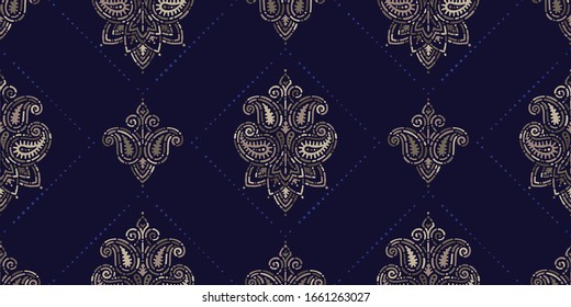 Seamless pattern based on traditional Asian elements Paisley. Boho vintage style vector background. Best motive for print on fabric or papper.