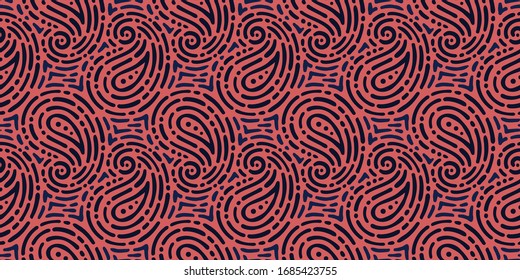 Seamless pattern based on traditional Asian elements Paisley. Boho vintage style vector background. Best motive for print on fabric or paper.