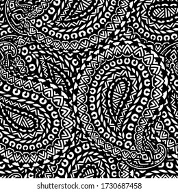 Seamless pattern based on traditional oriental paisley elements, Indian, Turkish, Persian cucumber. Suitable for textiles, fabrics, wallpapers, wrapping paper. Vector illustration.