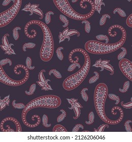 Seamless pattern based on traditional Asian elements Paisley. Traditional colorful seamless paisley vector pattern. Pattern for textile design or fabrics. Fashionable delicate design