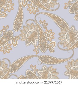 Seamless pattern based on traditional Asian elements Paisley. Traditional colorful seamless paisley vector pattern. Pattern for textile design or fabrics. Fashionable delicate design