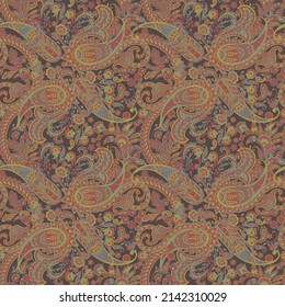 Patrón sin foco basado en los elementos asiáticos tradicionales Paisley. Patrón vectorial paisley tradicional sin costura y colorido. Patrón para el diseño o las telas textiles. Diseño delicado y moderno