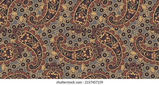 Seamless pattern based on traditional Asian elements Paisley. Traditional colorful seamless paisley vector pattern. Pattern for textile design or fabrics. Fashionable delicate design
