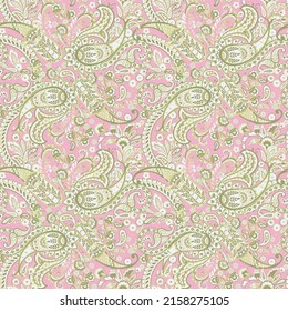 Patrón sin foco basado en los elementos asiáticos tradicionales Paisley. Patrón vectorial paisley tradicional sin costura y colorido. Patrón para el diseño o las telas textiles. Diseño delicado y moderno