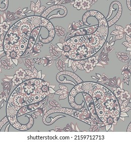 Seamless pattern based on traditional Asian elements Paisley. Traditional colorful seamless paisley vector pattern. Pattern for textile design or fabrics. Fashionable delicate design