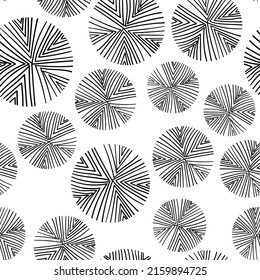 Seamless pattern based on traditional folk art flowers ornaments. Black and white floral background. Scandinavian style. Sweden nordic style. Vector illustration. Simple minimalistic pattern.