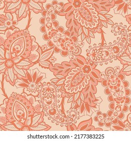 Seamless pattern based on traditional Asian elements Paisley. Traditional colorful seamless paisley vector pattern. Pattern for textile design or fabrics. Fashionable delicate design