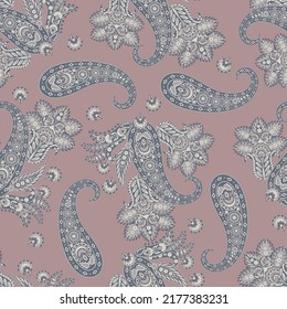 Seamless pattern based on traditional Asian elements Paisley. Traditional colorful seamless paisley vector pattern. Pattern for textile design or fabrics. Fashionable delicate design