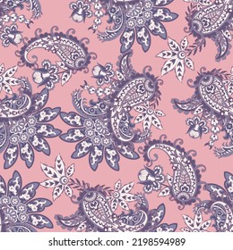 Seamless pattern based on traditional Asian elements Paisley. Traditional colorful seamless paisley vector pattern. Pattern for textile design or fabrics. Fashionable delicate design