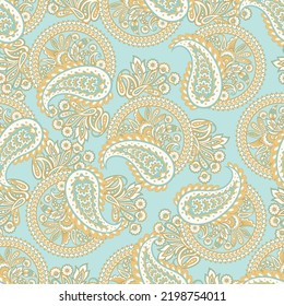 Seamless pattern based on traditional Asian elements Paisley. Traditional colorful seamless paisley vector pattern. Pattern for textile design or fabrics. Fashionable delicate design