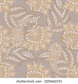 Seamless pattern based on traditional Asian elements Paisley. Traditional colorful seamless paisley vector pattern. Pattern for textile design or fabrics. Fashionable delicate design