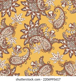 Patrón sin foco basado en los elementos asiáticos tradicionales Paisley. Patrón vectorial paisley tradicional sin costura y colorido. Patrón para el diseño o las telas textiles. Diseño delicado y moderno