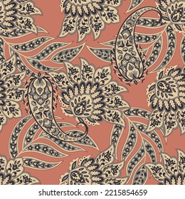 Seamless pattern based on traditional Asian elements Paisley. Traditional colorful seamless paisley vector pattern. Pattern for textile design or fabrics. Fashionable delicate design