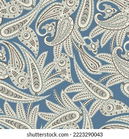 Seamless pattern based on traditional Asian elements Paisley. Traditional colorful seamless paisley vector pattern. Pattern for textile design or fabrics. Fashionable delicate design