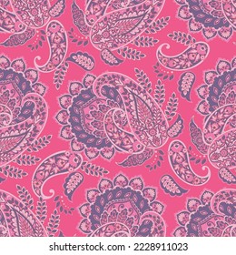 Seamless pattern based on traditional Asian elements Paisley. Traditional colorful seamless paisley vector pattern. Pattern for textile design or fabrics. Fashionable delicate design
