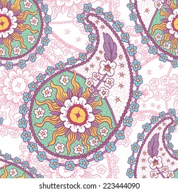 Seamless pattern based on traditional Asian elements Paisley 