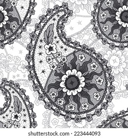 Seamless pattern based on traditional Asian elements Paisley 