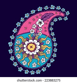 Seamless pattern based on traditional Asian elements Paisley 