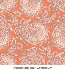 Seamless pattern based on traditional Asian elements Paisley. Traditional colorful seamless paisley vector pattern. Pattern for textile design or fabrics. Fashionable delicate design