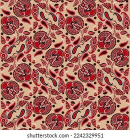 Seamless pattern based on traditional Asian elements Paisley. Traditional colorful seamless paisley vector pattern. Pattern for textile design or fabrics. Fashionable delicate design