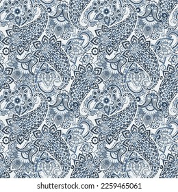 Seamless pattern based on traditional Asian elements Paisley. Traditional colorful seamless paisley vector pattern. Pattern for textile design or fabrics. Fashionable delicate design
