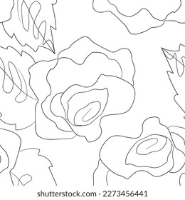 Seamless pattern based on traditional folk art flowers ornaments. Black and white floral background. Scandinavian style. Sweden nordic style. Vector illustration. Simple minimalistic pattern.