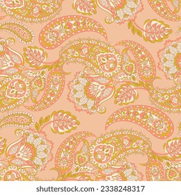 Seamless pattern based on traditional Asian elements Paisley. Traditional colorful seamless paisley vector pattern. Pattern for textile design or fabrics. Fashionable delicate design