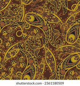 Seamless pattern based on traditional Asian elements Paisley. Traditional colorful seamless paisley vector pattern. Pattern for textile design or fabrics. Fashionable delicate design