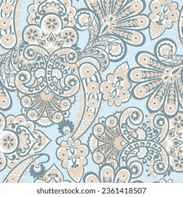 Seamless pattern based on traditional Asian elements Paisley. Traditional colorful seamless paisley vector pattern. Pattern for textile design or fabrics. Fashionable delicate design