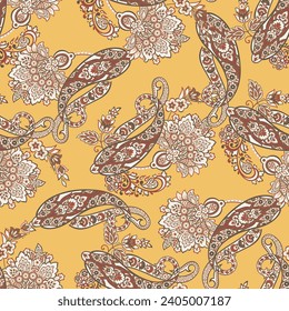 Seamless pattern based on traditional Asian elements Paisley. Traditional colorful seamless paisley vector pattern. Pattern for textile design or fabrics. Fashionable delicate design