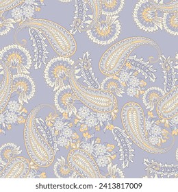 Seamless pattern based on traditional Asian elements Paisley. Traditional colorful seamless paisley vector pattern. Pattern for textile design or fabrics. Fashionable delicate design