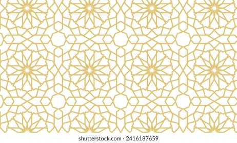 Seamless pattern based on traditional islamic art. Muslim background.Gold color.