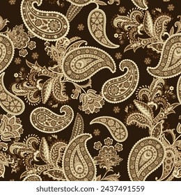 Seamless pattern based on traditional Asian elements Paisley. Traditional colorful seamless paisley vector pattern. Pattern for textile design or fabrics. Fashionable delicate design