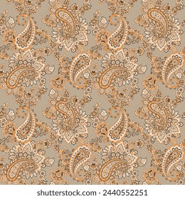 Seamless pattern based on traditional Asian elements Paisley. Traditional colorful seamless paisley vector pattern. Pattern for textile design or fabrics. Fashionable delicate design