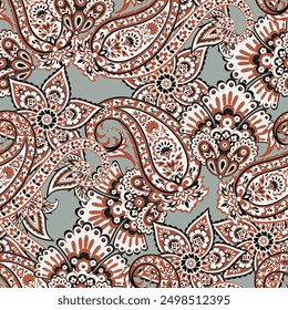 Nahtloses Muster basierend auf traditionellen asiatischen Elementen Paisley. Traditionelles buntes nahtloses Paisley-Vektormuster. Muster für textiles Design oder Stoffe. Modisches zartes Design