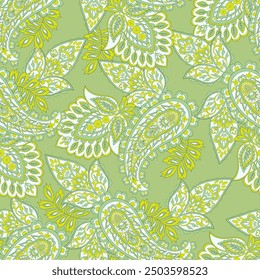 Seamless pattern based on traditional Asian elements Paisley. Traditional colorful seamless paisley vector pattern. Pattern for textile design or fabrics. Fashionable delicate design
