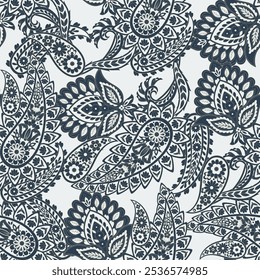 Patrón sin fisuras basado en los Elementos asiáticos tradicionales Paisley. Patrón tradicional de Vector paisley sin costuras. Patrón para el diseño textil o telas. Diseño delicado de moda