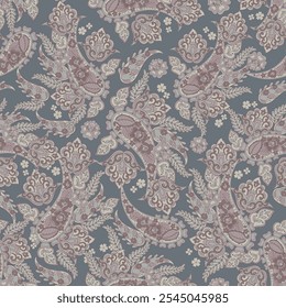 Padrão contínuo baseado em elementos asiáticos tradicionais Paisley. Padrão de vetor de paisley colorido tradicional. Padrão para design ou tecidos têxteis. Design delicado na moda