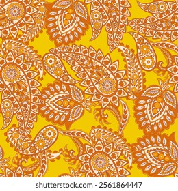 Seamless pattern based on traditional Asian elements Paisley. Traditional colorful seamless paisley vector pattern. Pattern for textile design or fabrics. Fashionable delicate design