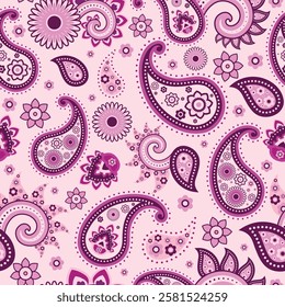 Seamless pattern based on traditional Asian elements Paisley, vector illustration