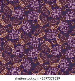 Seamless pattern based on traditional Asian elements Paisley. Traditional colorful seamless paisley vector pattern. Pattern for textile design or fabrics. Fashionable delicate design