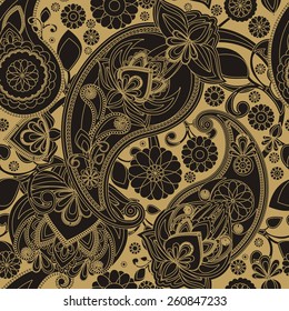 Seamless pattern based on traditional Asian elements Paisley