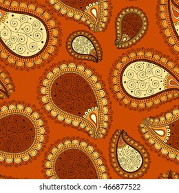 Seamless pattern based on traditional Asian elements Paisley. Can be used for wallpaper, pattern fills, web page background, surface textures.