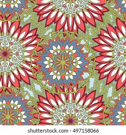Seamless pattern based on traditional Asian elements Paisley. Stock line vector illustration.