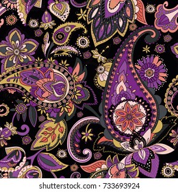 Seamless pattern based on traditional Asian elements Paisley. 