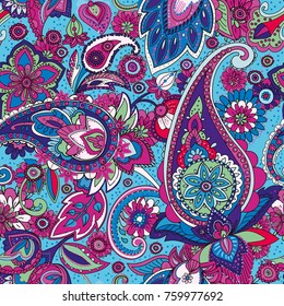 Seamless pattern based on traditional Asian elements Paisley.
