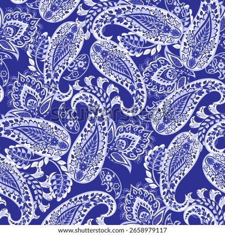 Seamless pattern based on traditional Asian elements Paisley. Traditional colorful seamless paisley vector pattern. Pattern for textile design or fabrics. Fashionable delicate design