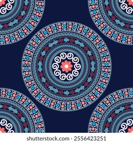 Seamless pattern based on Turkmen traditional ornaments. Nomadic culture and art. Turkmenistan culture.